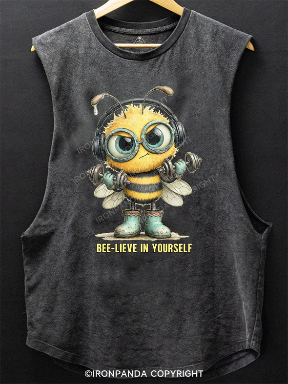 BEE-LIEVE IN YOURSELF SCOOP BOTTOM COTTON TANK