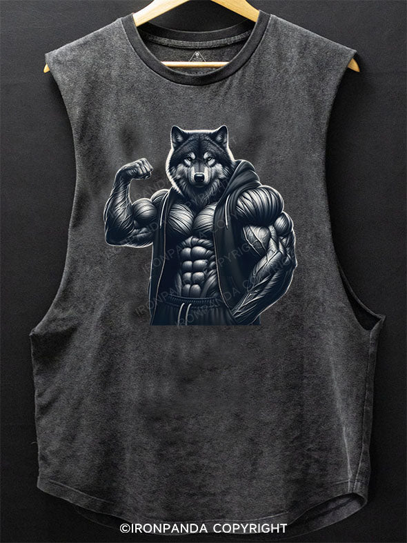 muscle wolf Scoop Bottom Cotton Tank