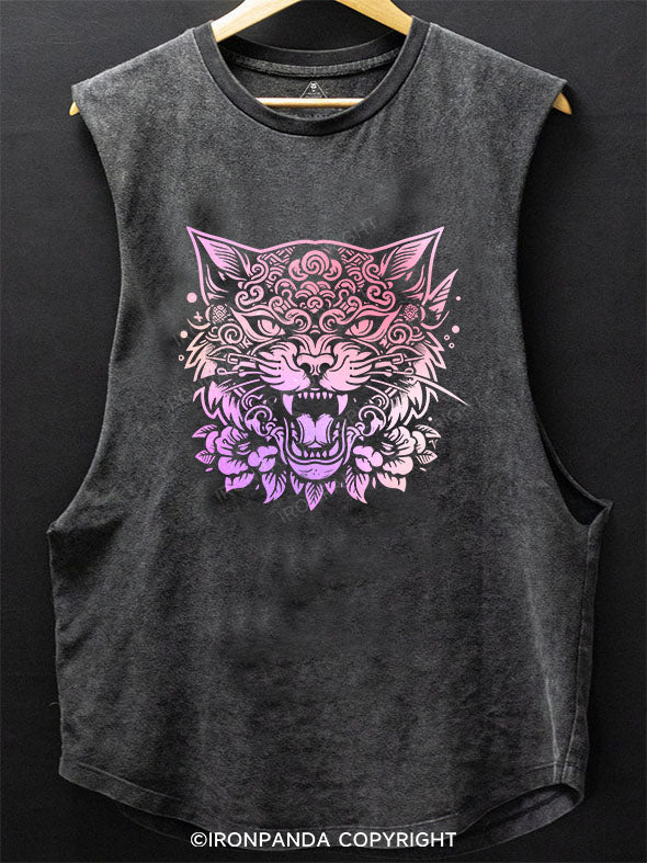 PURRFECT POWER GRADIENT SCOOP BOTTOM COTTON TANK