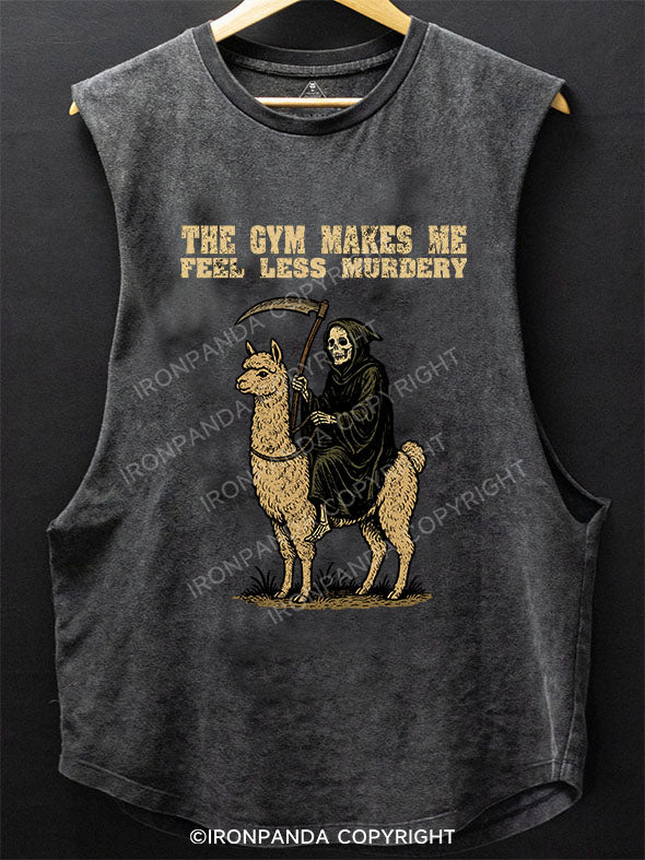 The gym makes me，feel less murdery Scoop Bottom Cotton Tank