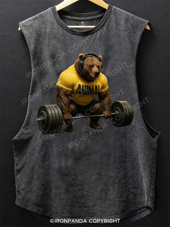 Deadlift Brown Bear Scoop Bottom Cotton Tank