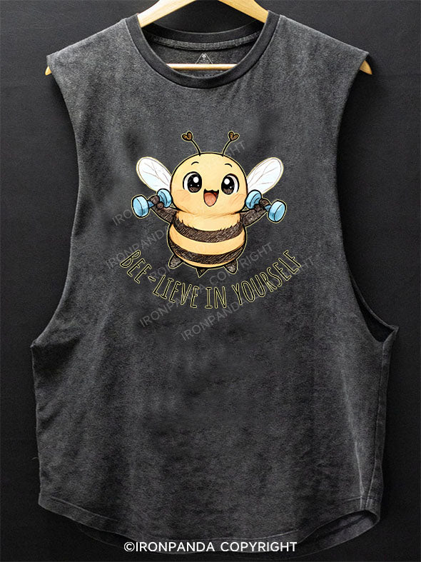 BEE-LIEVE IN YOURSELF SCOOP BOTTOM COTTON TANK