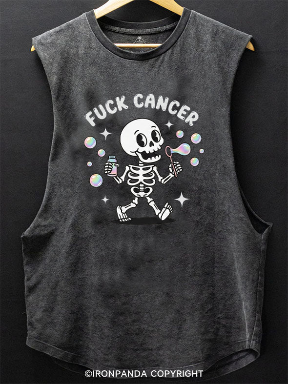FUCK CANCER BUBBLE SKELETON SCOOP BOTTOM COTTON TANK