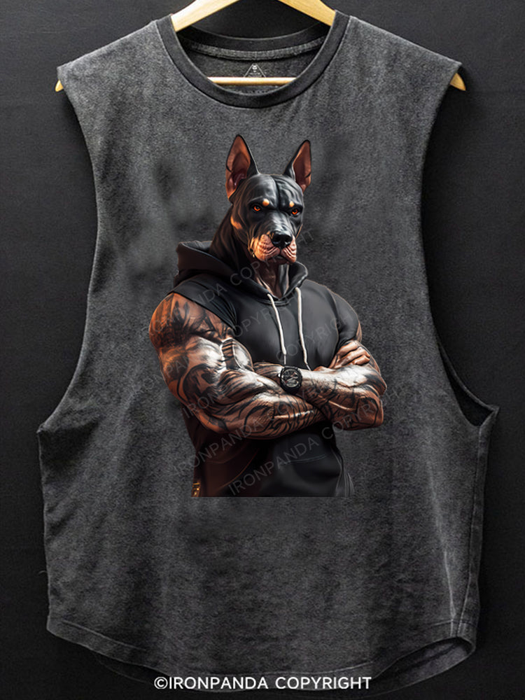 Muscular Doberman Pinscher Scoop Bottom Cotton Tank
