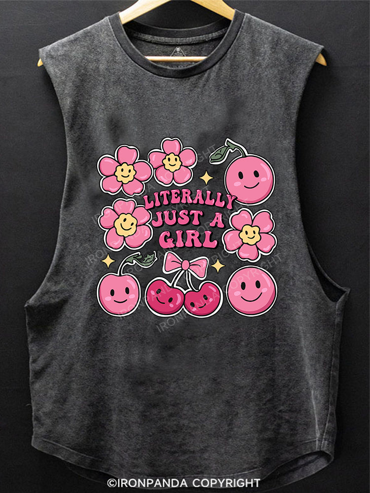 LITERALLY JUST A GIRL Scoop Bottom Cotton Tank