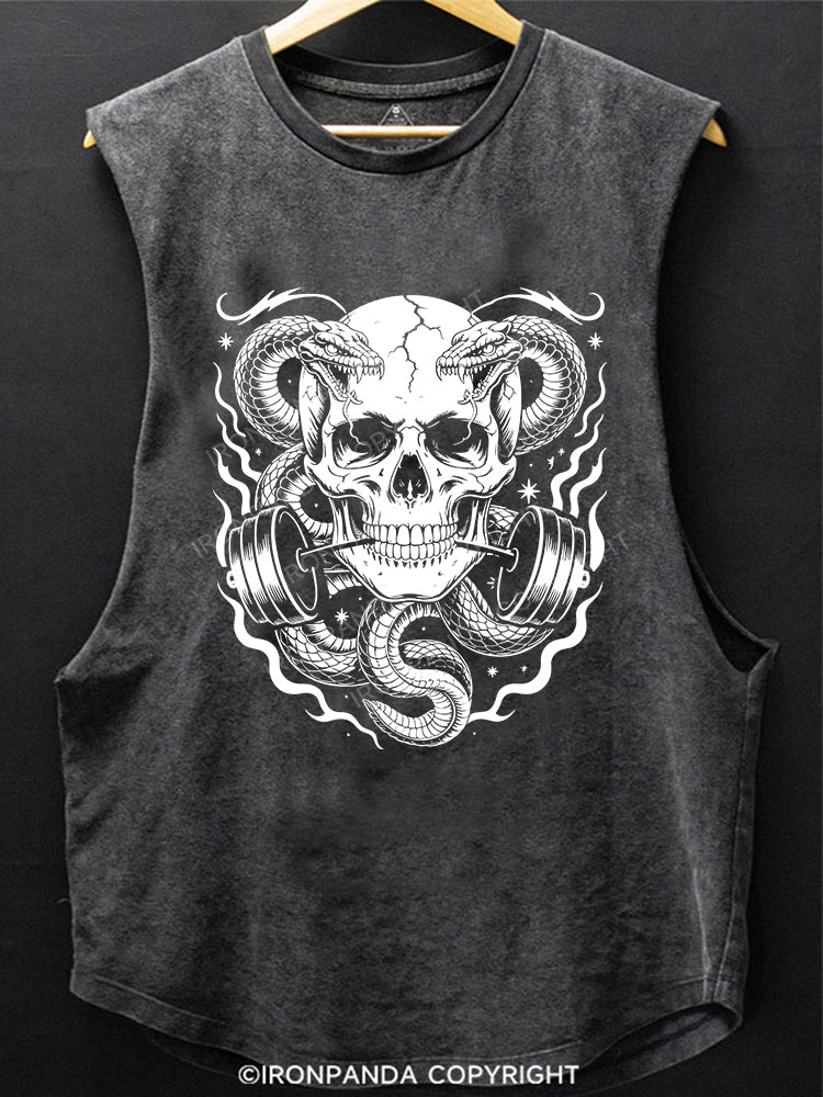Barbell Skull Scoop Bottom Cotton Tank