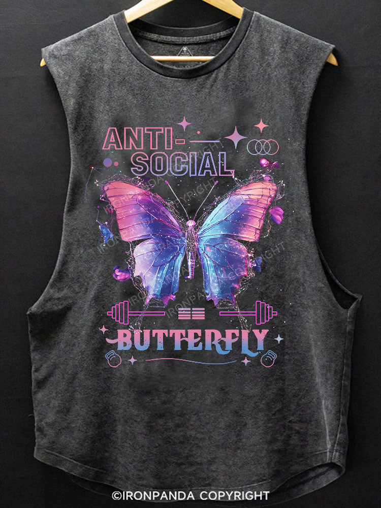ANTI-SOCIAL BUTTERFLY SCOOP BOTTOM COTTON TANK