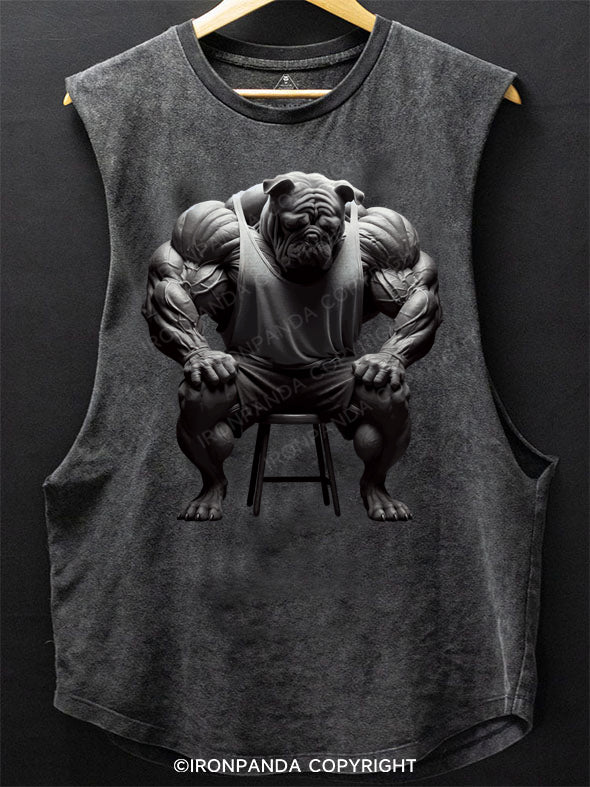 French bulldog sitting on bench BOTTOM COTTON TANK
