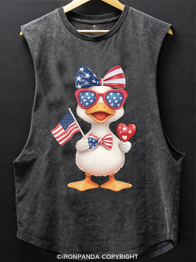 RED, WHITE, AND QUACK! SCOOP BOTTOM COTTON TANK