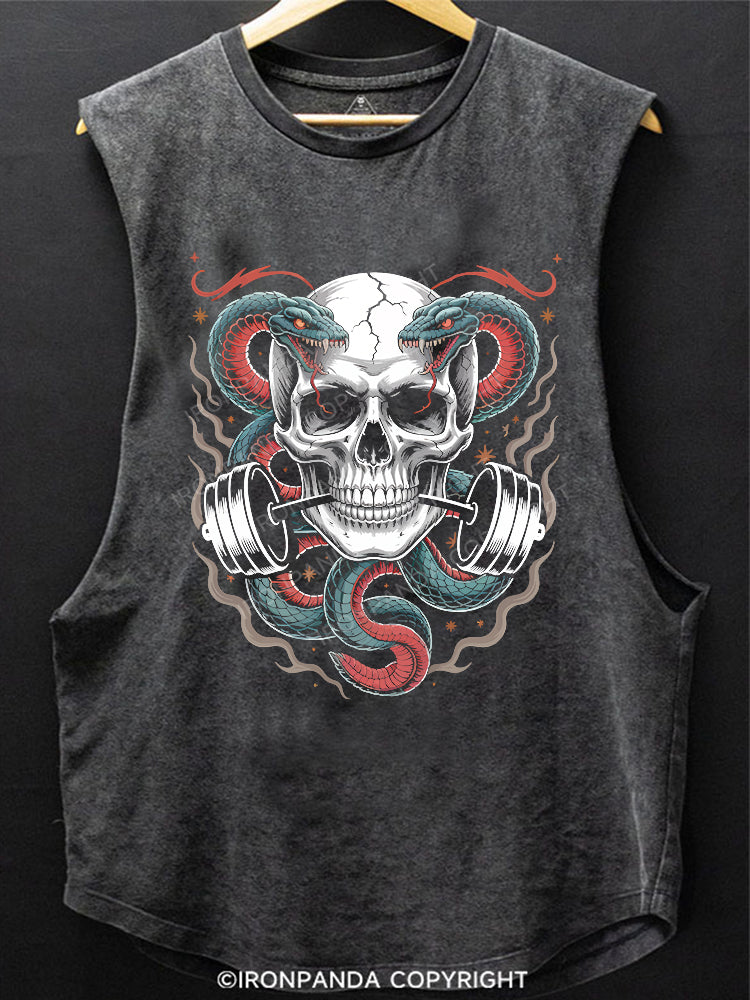 Barbell Skull Scoop Bottom Cotton Tank