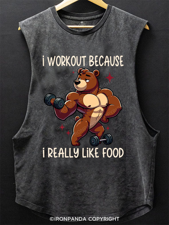I WORKOUT BECAUSE I REALLY LIKE FOOD SCOOP BOTTOM COTTON TANK