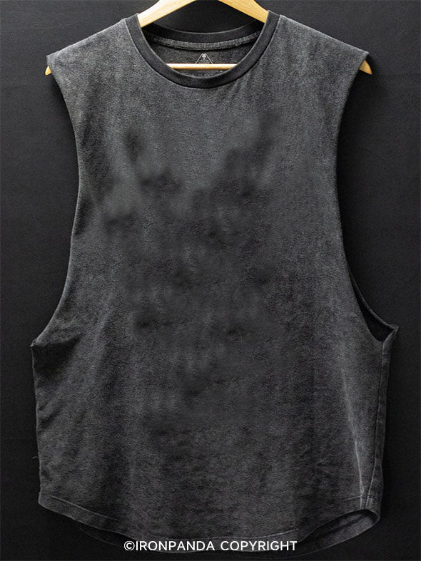 No pain No gain Skull Face Back Printed Scoop Bottom Cotton Tank