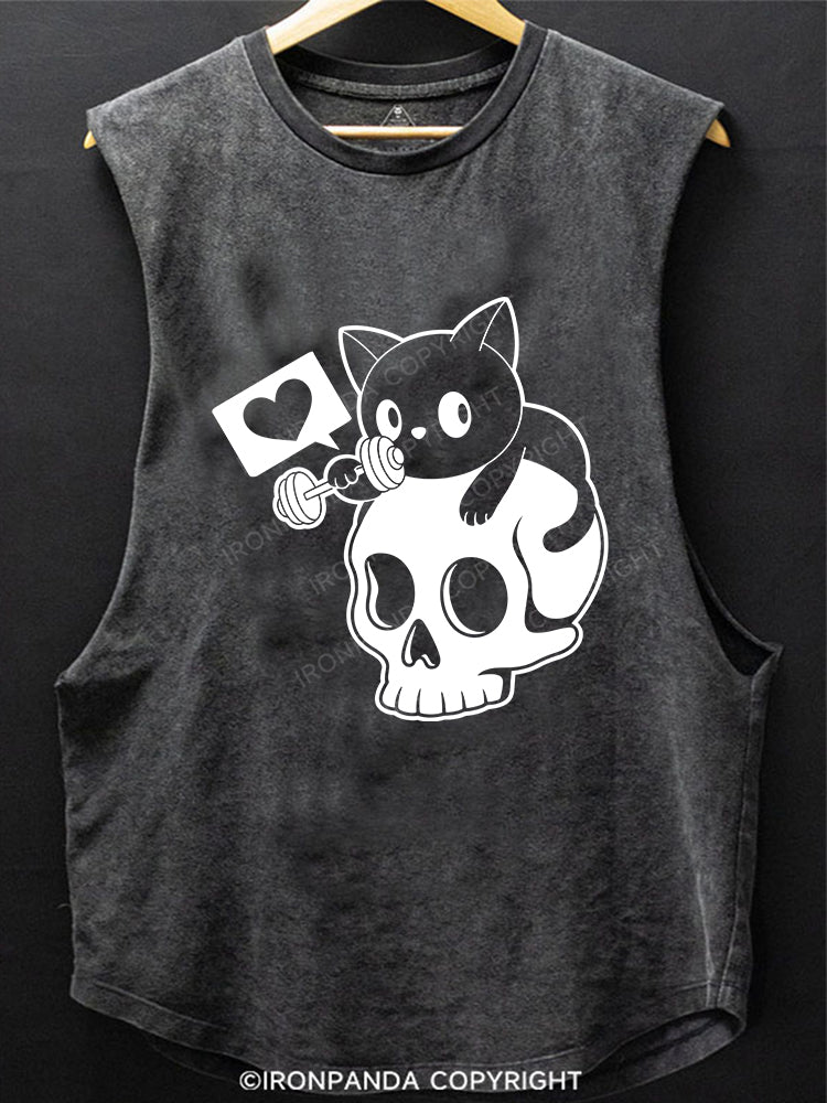 Weightlifting Cat Scoop Bottom Cotton Tank