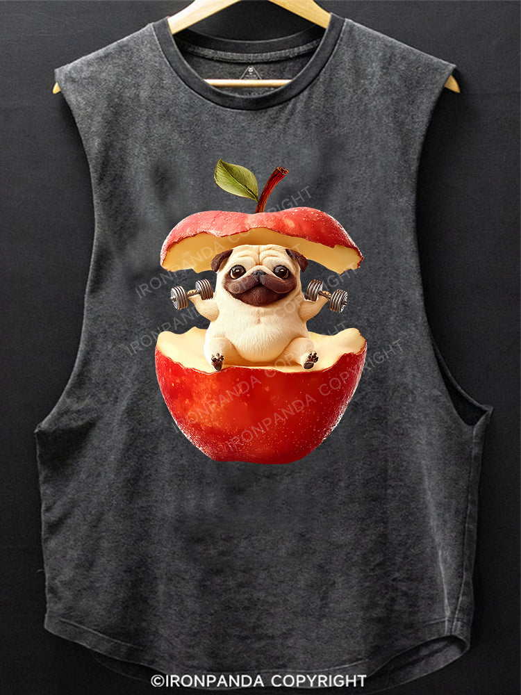 Lifting Weights While Eating an Apple Scoop Bottom Cotton Tank