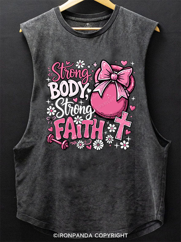 strong body strong faith SCOOP BOTTOM COTTON TANK