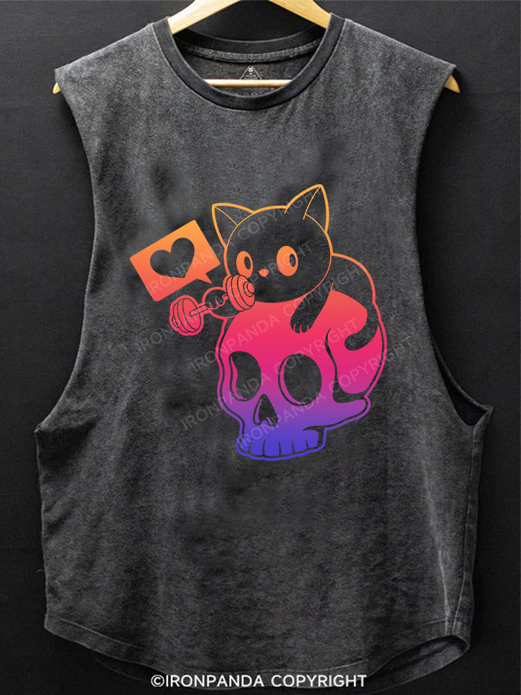 WEIGHTLIFTING CAT SCOOP BOTTOM COTTON TANK