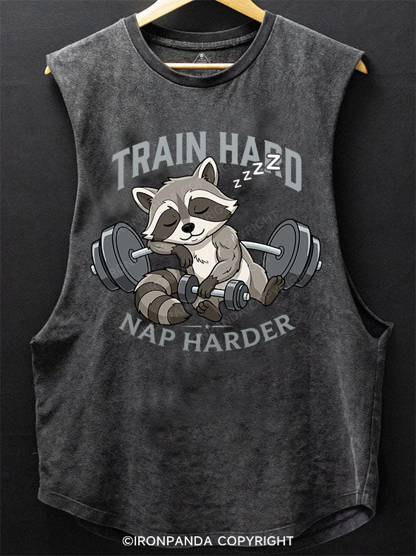 TRAIN HARD NAP HARDER Scoop Bottom Cotton Tank