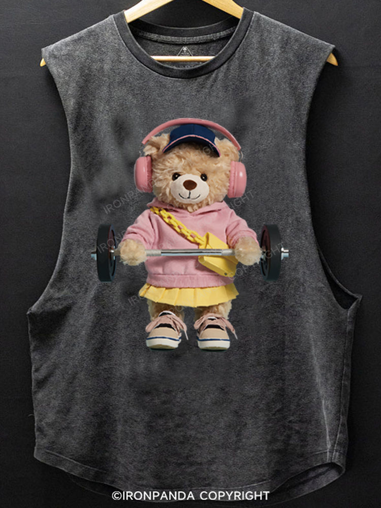 DEADLIFT WITH BEAR POWER SCOOP BOTTOM COTTON TANK