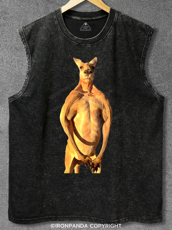 buff kangaroo Washed Gym Tank