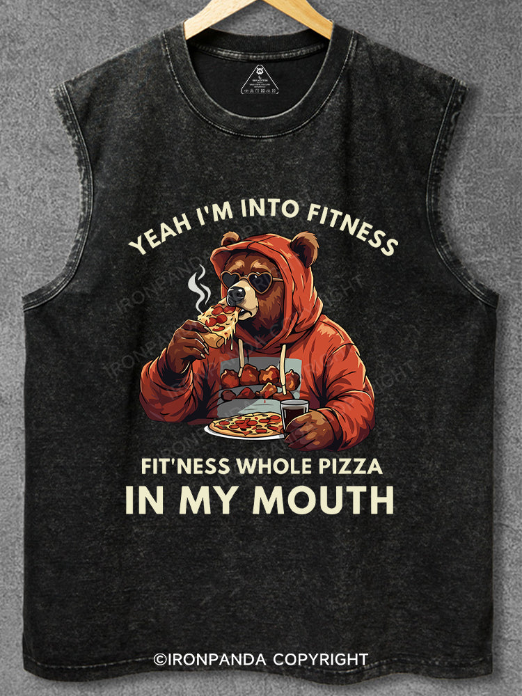 Funny Bear Fitness Pun Pizza Washed Gym Tank