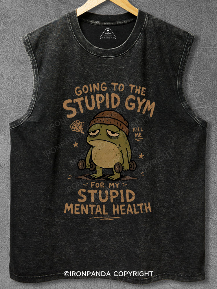 Going To The Stupid Gym Frog Washed Gym Tank