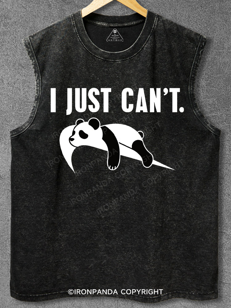 I just can't lazy Funny Washed Gym Tank