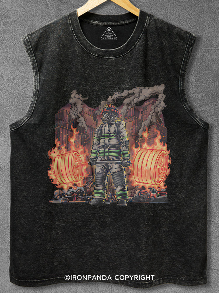 Firefighter Washed Gym Tank