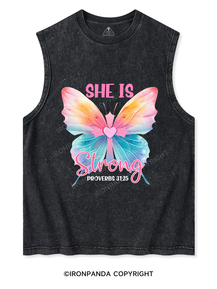 SHE IS STRONG Washed Tank