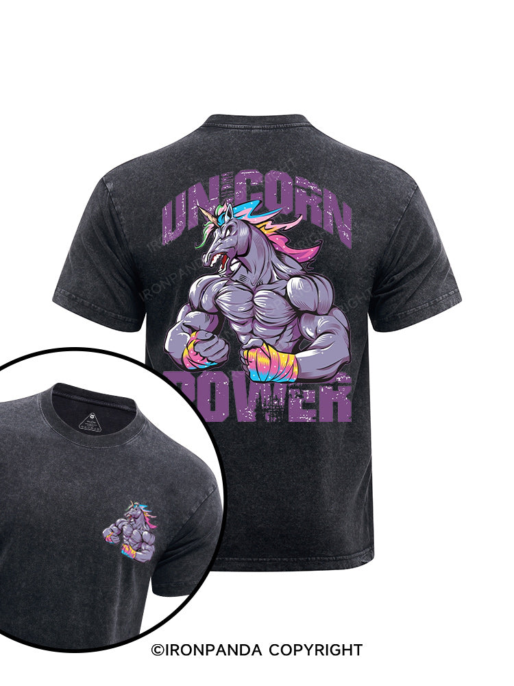 unicorn power printed Washed Gym Shirt