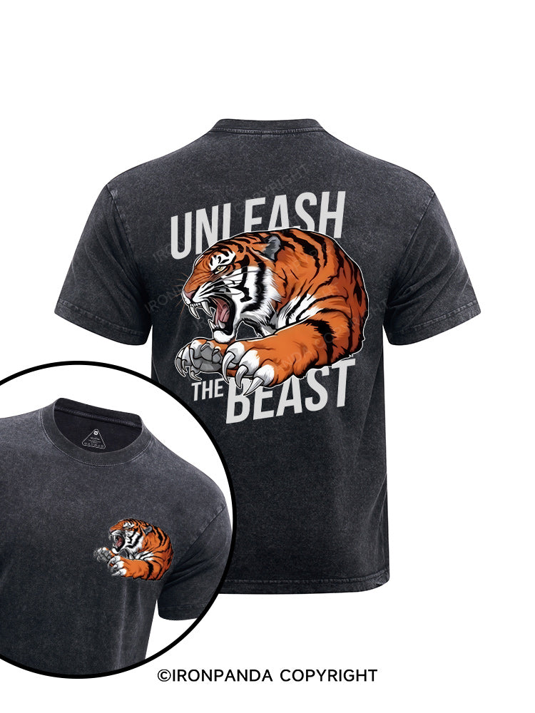 unleah the beast tiger printed Washed Gym Shirt