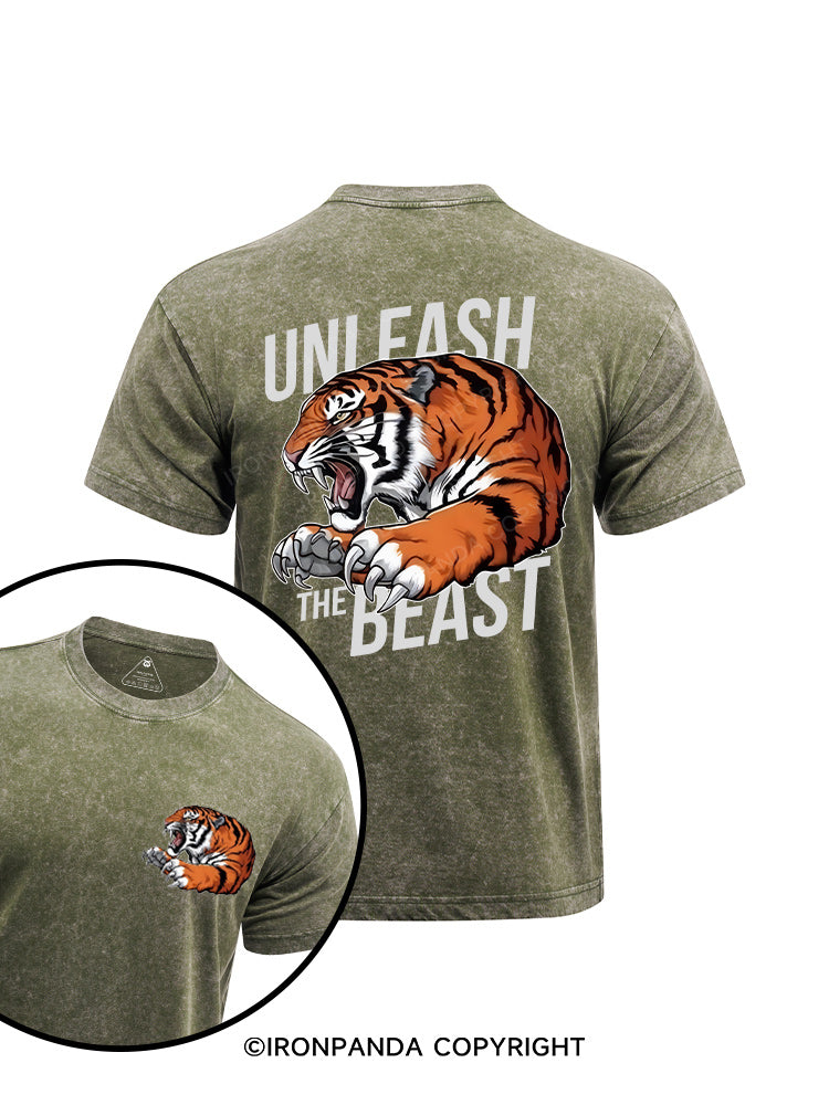 unleah the beast tiger printed Washed Gym Shirt