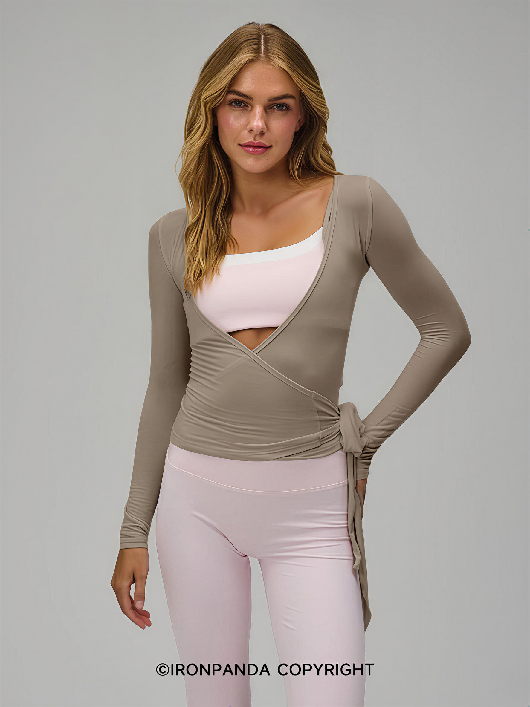 Wrap Tie Long Sleeve Workout Top