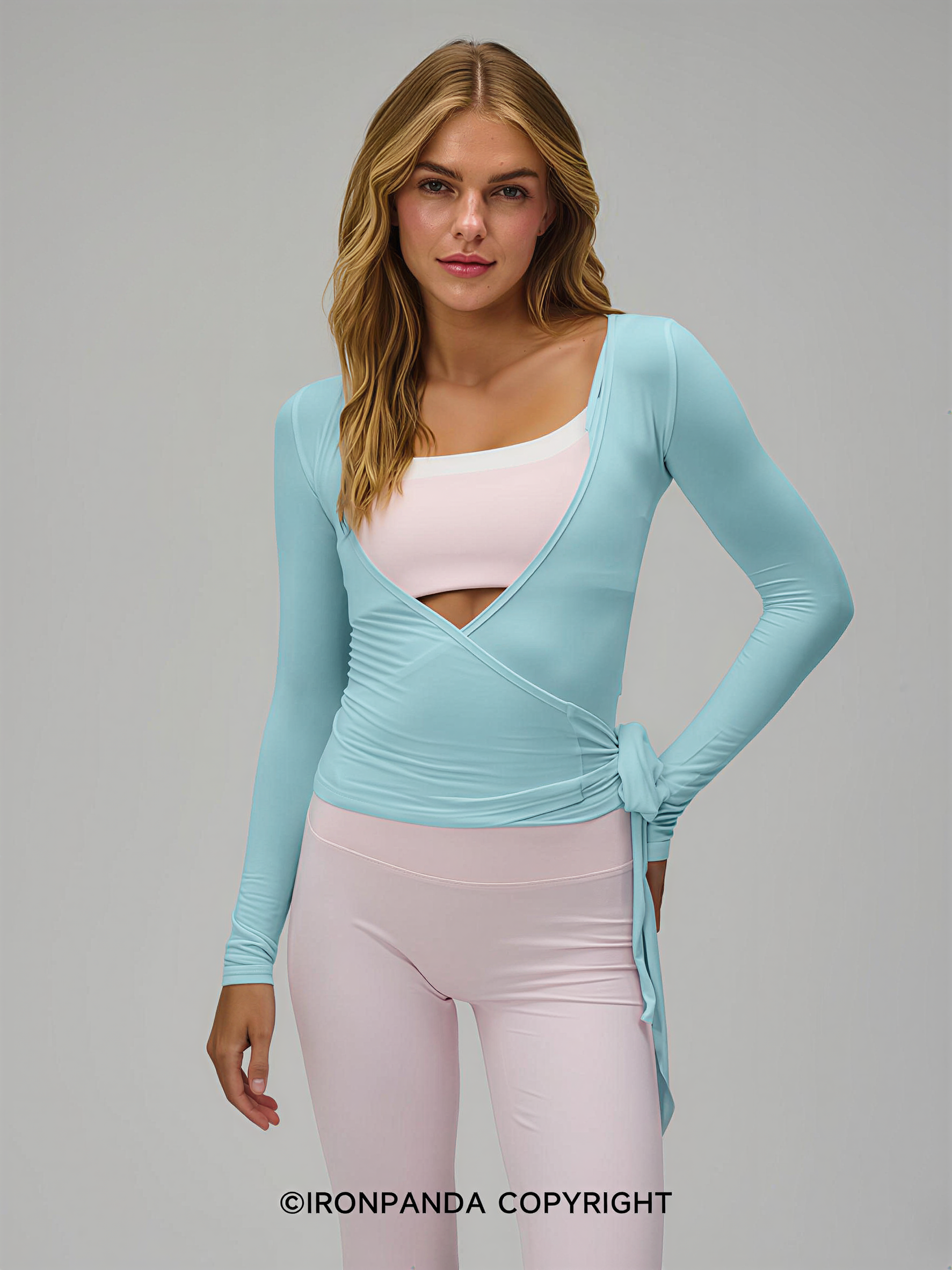 Wrap Tie Long Sleeve Workout Top
