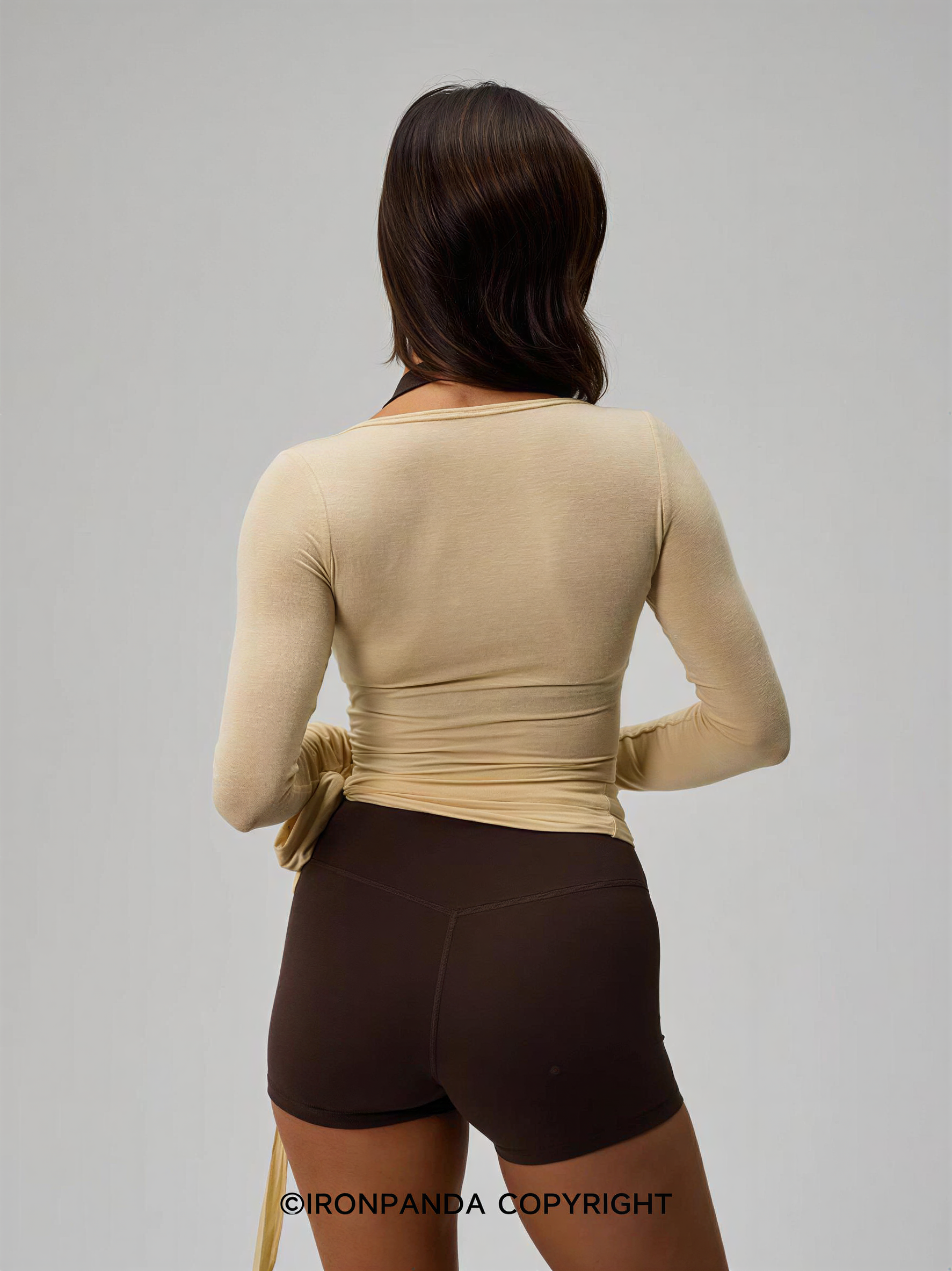 Wrap Tie Long Sleeve Workout Top