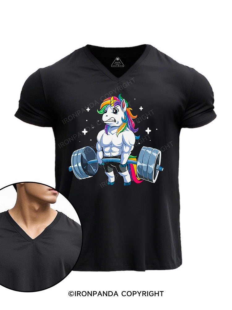 Weightlifting Unicorn V-neck Gym Shirt