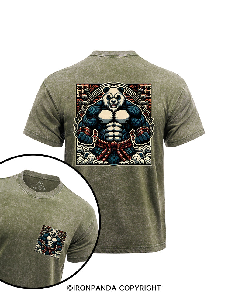Muscle Panda printed Washed Gym Shirt