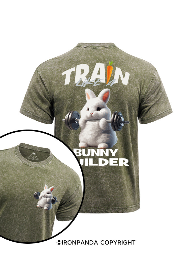 weightlifting rabbit printed Washed Gym Shirt