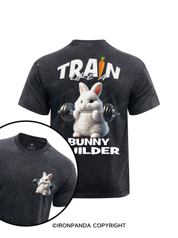 weightlifting rabbit printed Washed Gym Shirt