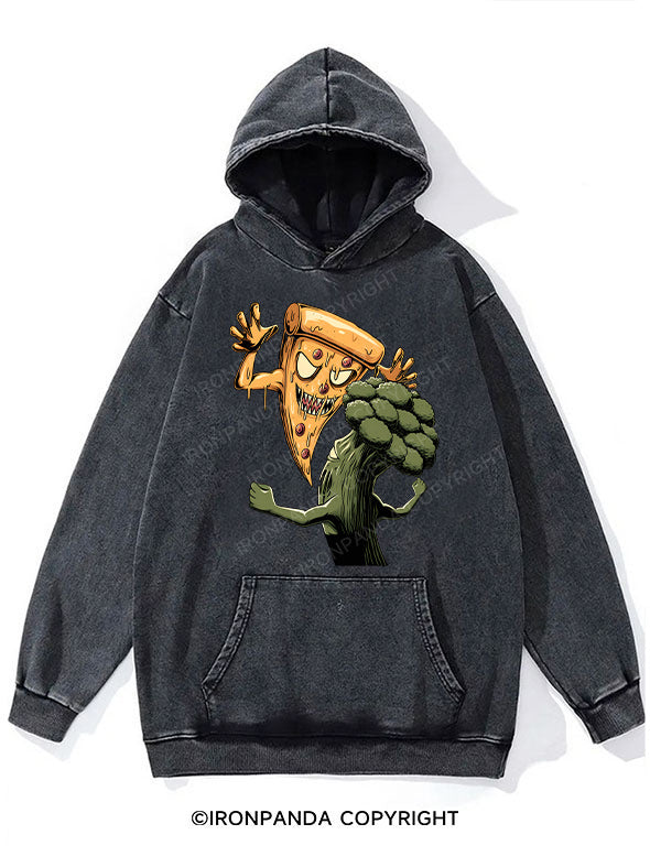 pizza vs Broccoli Washed Gym Hoodie