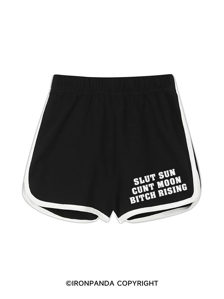 SLUT SUN CUNT MOON BITCH RISING Workout Shorts