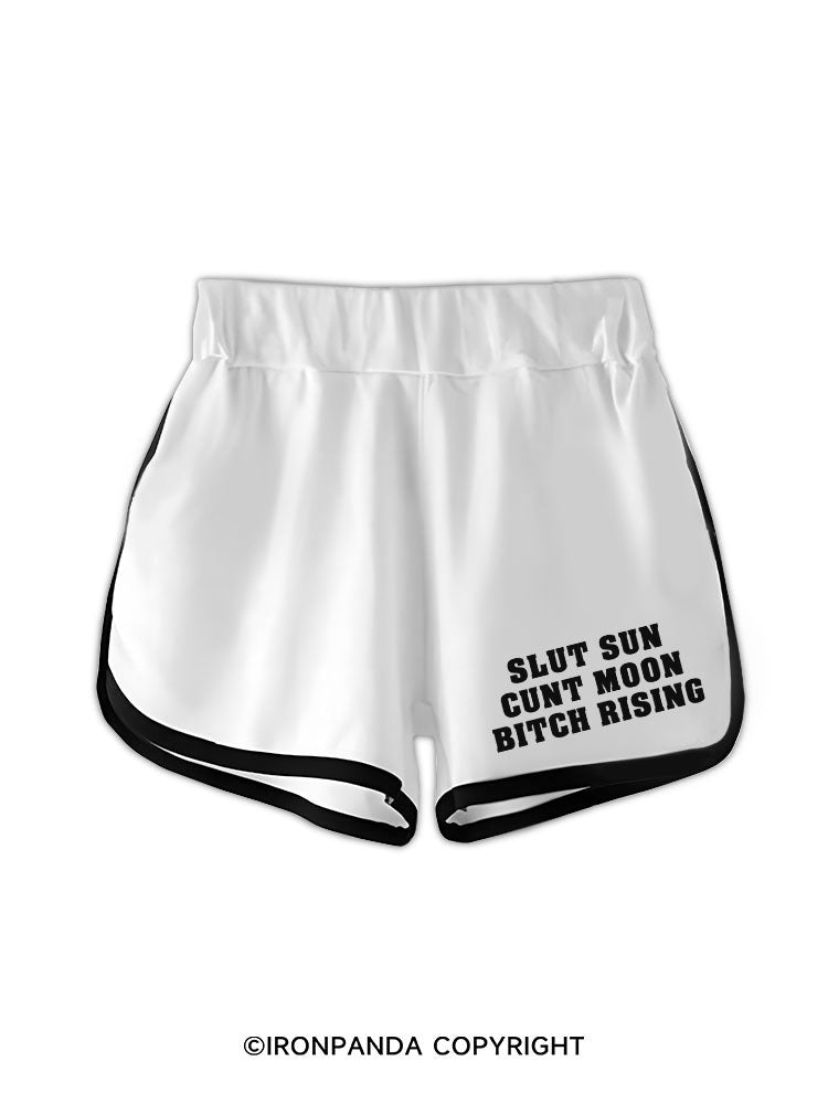 SLUT SUN CUNT MOON BITCH RISING Workout Shorts
