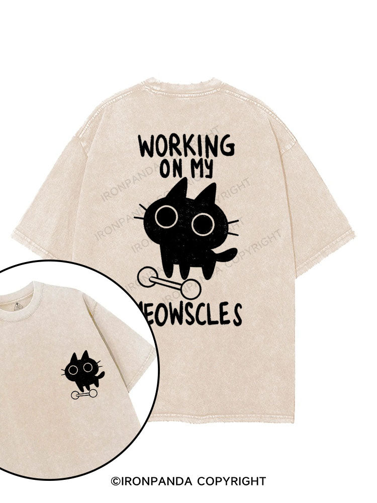 WORKING ON MY MEOWSCLES printed Gym Shirt