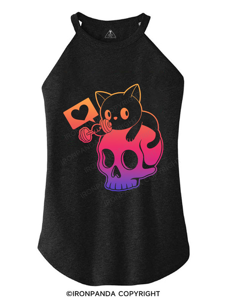 WEIGHTLIFTING CAT TRI ROCKER COTTON TANK
