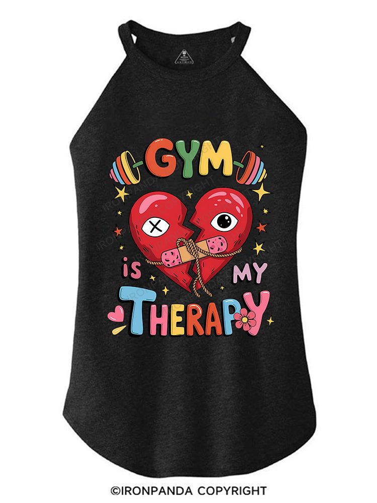 GYM IS MY THERAPY TRI ROCKER COTTON TANK