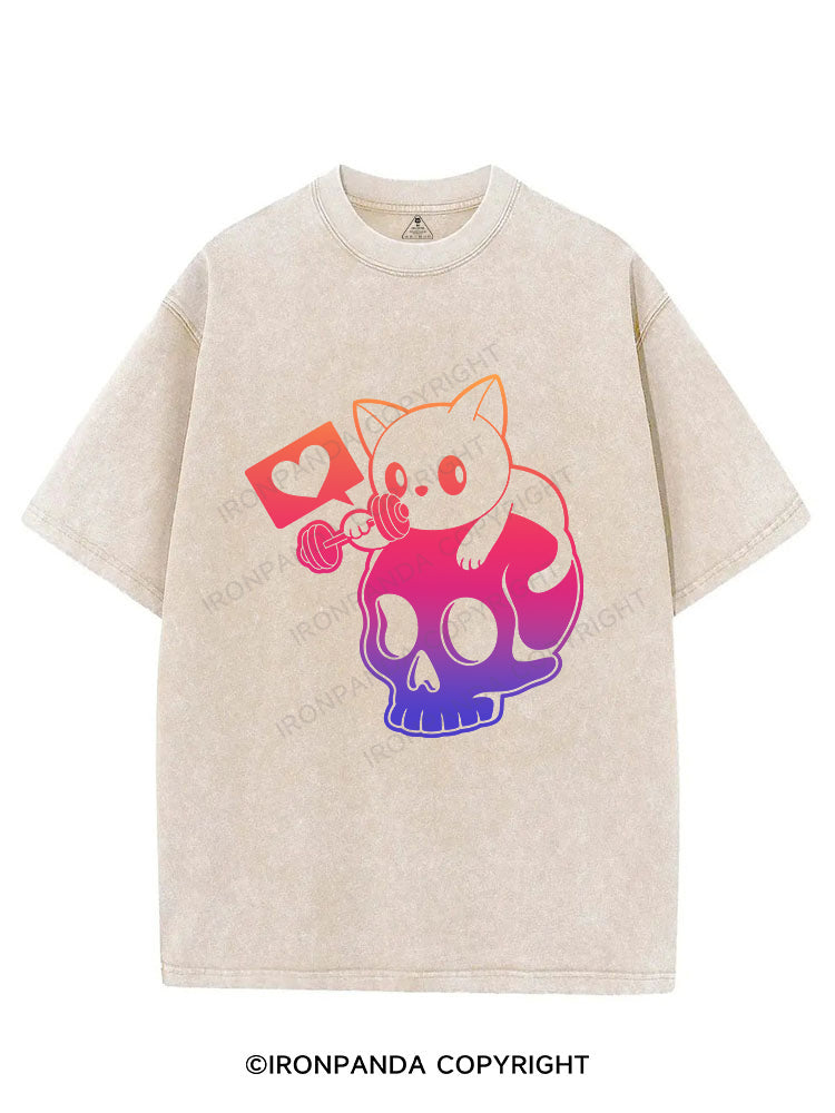 WEIGHTLIFTING CAT VINTAGE GYM SHIRT