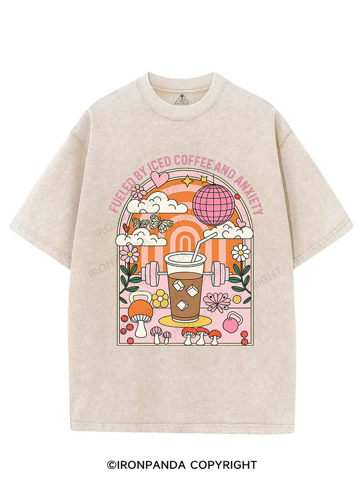 Fueled by Iced Coffee and Anxiety VINTAGE GYM SHIRT