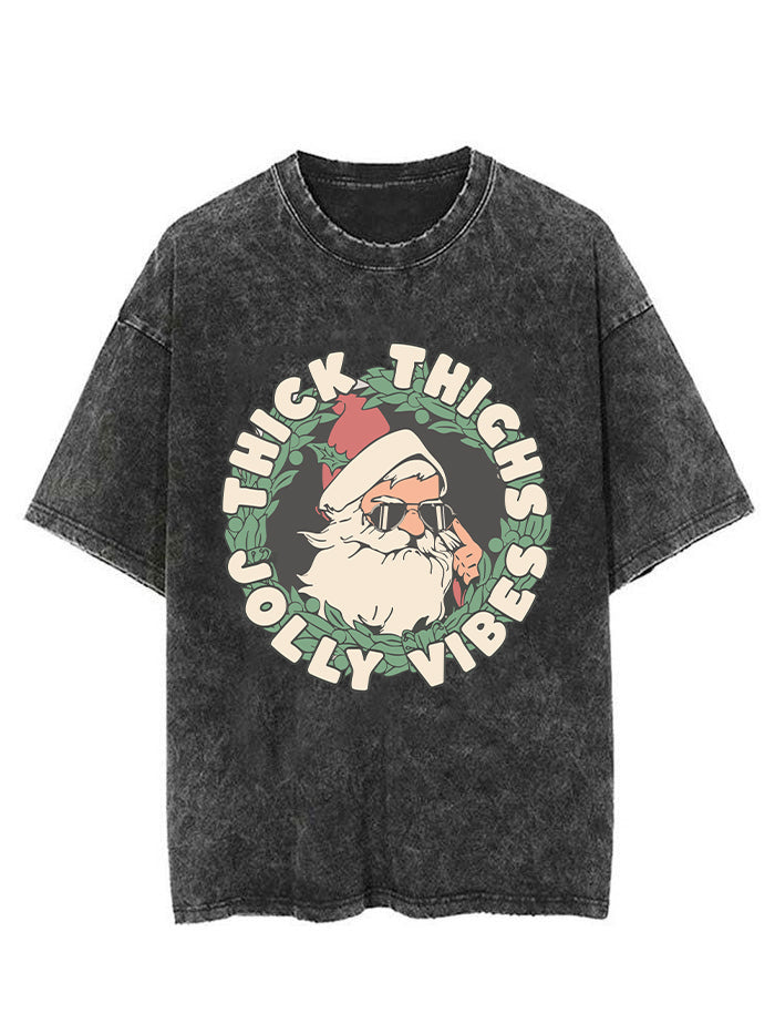 Thick Thighs Jolly Vibes Vintage Gym Shirt