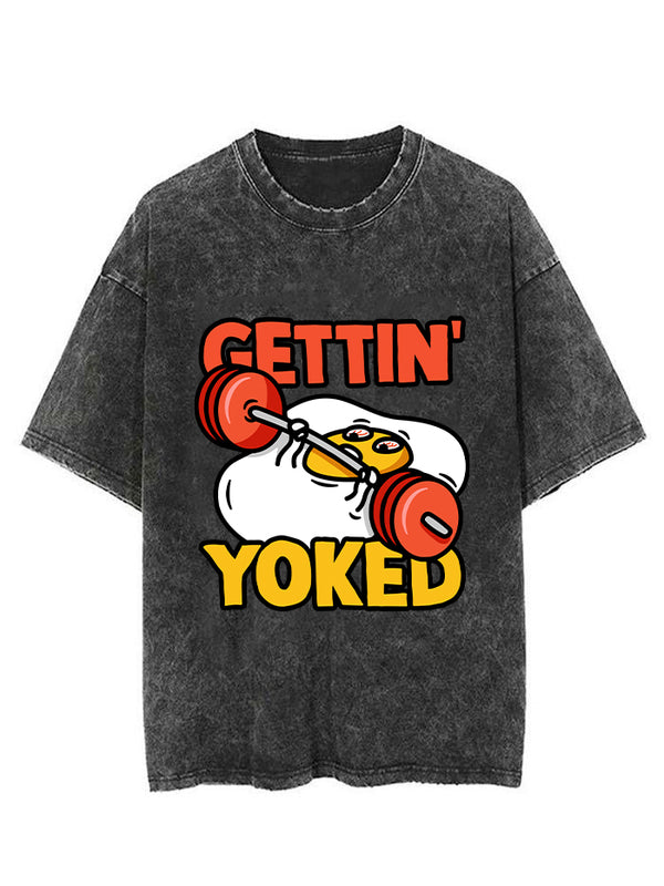 Getting Yoked Funny Benching Egg Vintage Gym Shirt