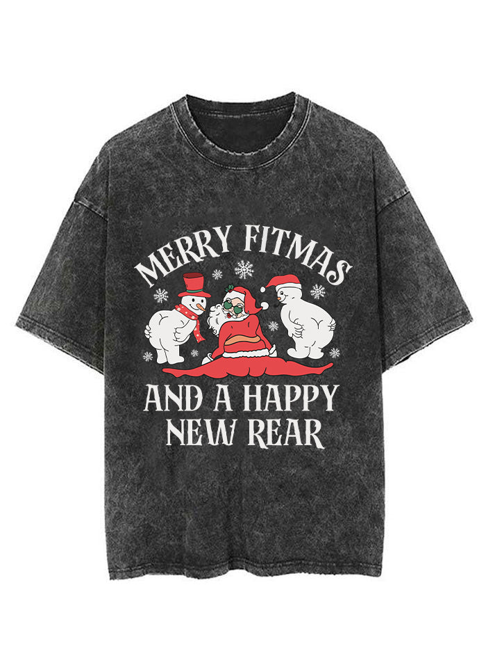 MERRY FITMAS AND A HAPPY NEW REAR Vintage Gym Shirt