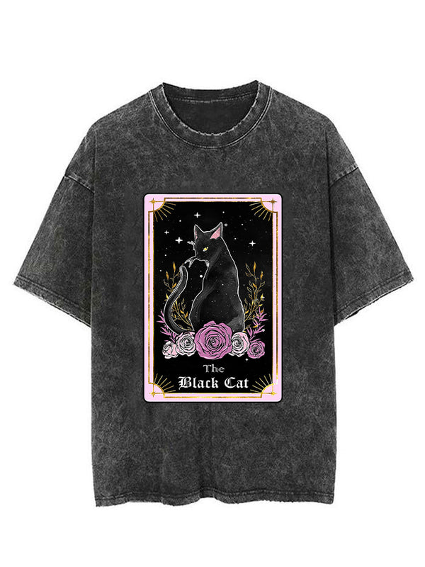 THE BLACK CAT TAROT CARD VINTAGE GYM SHIRT